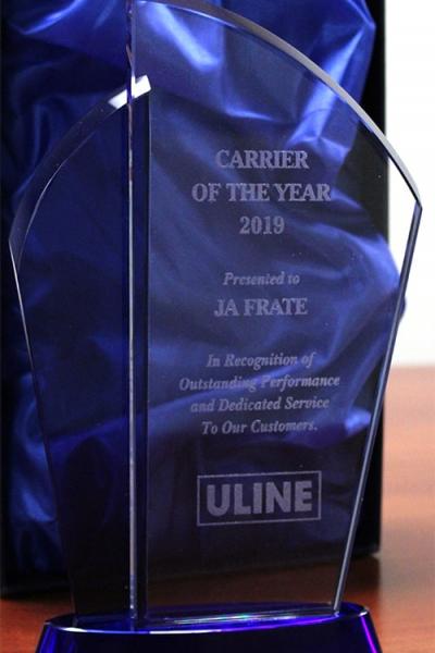 Illinois Freight Carrier JA Frate receives Uline Performance Award